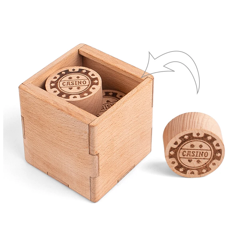 Montessori Six Chips Wooden Puzzle Boxes Brain Teasers Difficult