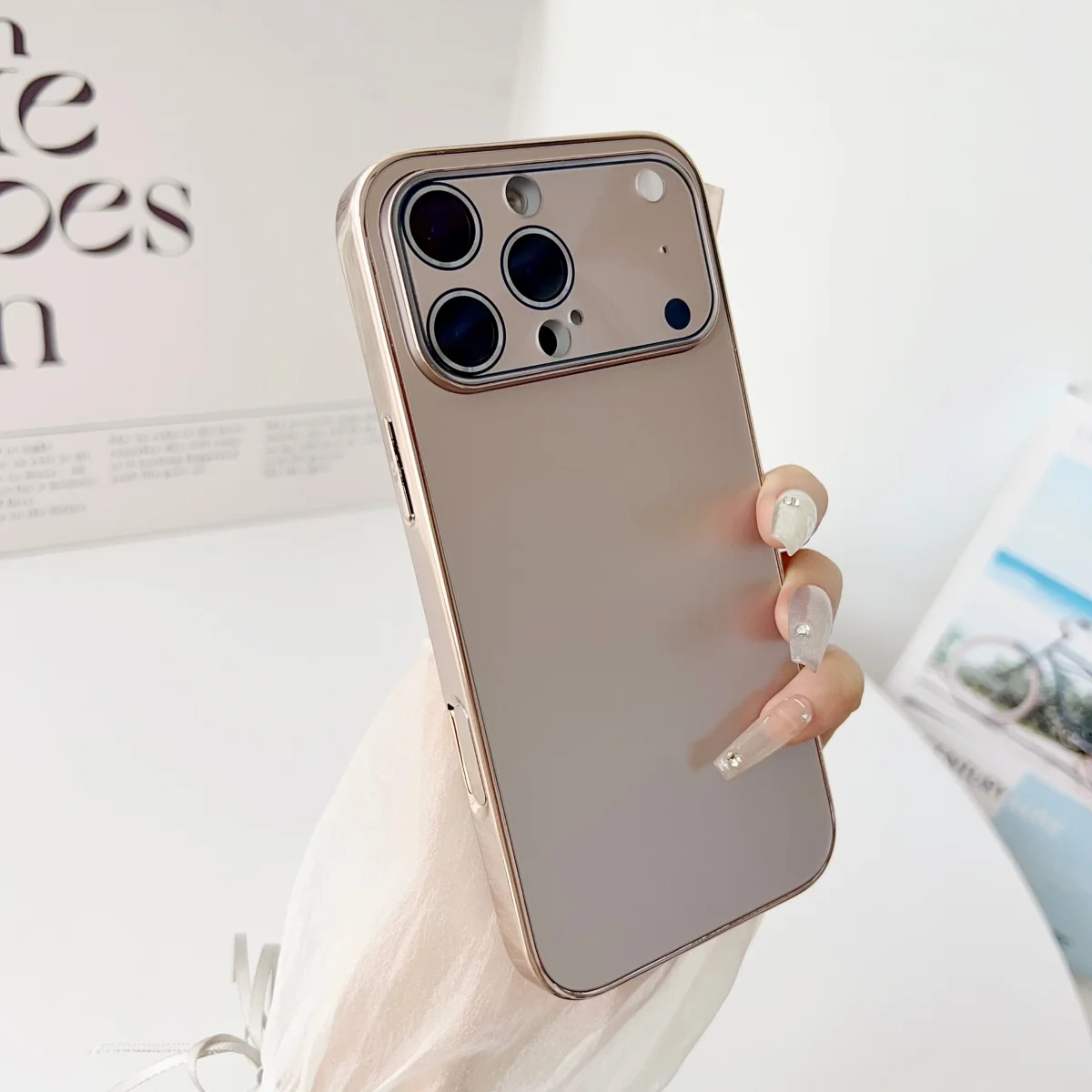 Premium Frosted Glass Camera Lens Protection Phone Case with Shockproof Design
