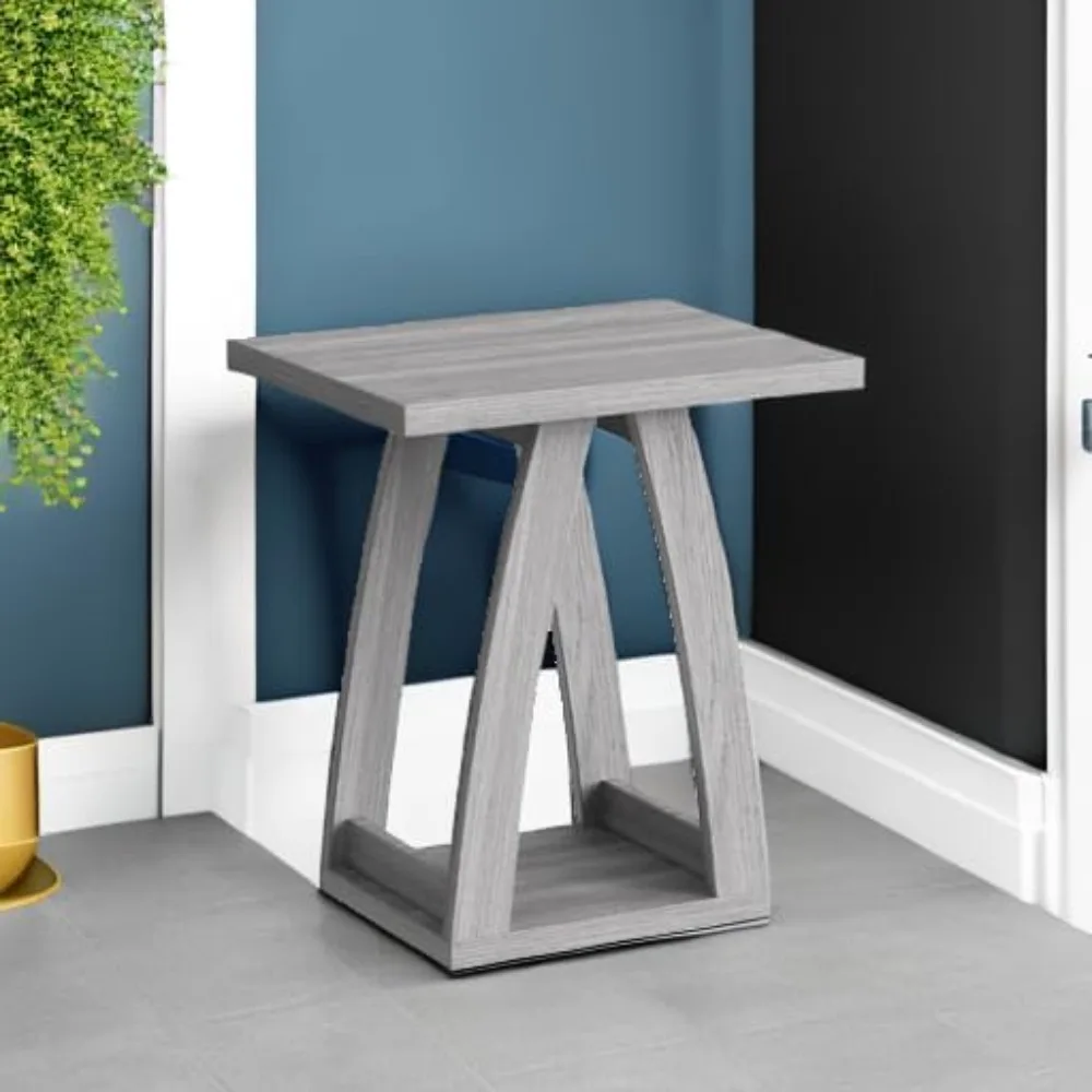 Modern Grey End Table Set of 2, Side Table with Shelf for Living Room & Bedroom, Multifunctional Nightstand