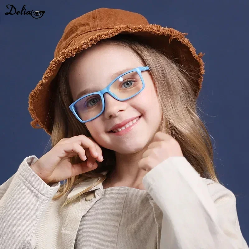 Square Kids Glasses Frame Fashion Silicone Flexible Optical Eyeglasses Frame Children Boy Girls Clear Glasses UV400