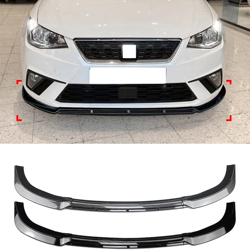 

CAR Accessories For Seat Ibiza Mk5 FR/Standard 2018+ 2019 2020 2021 2022 ABS Black Carbon Fiber Front Bumper Lip Spoiler Bodykit