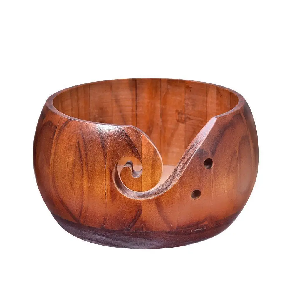 Spot Wool Wooden Bowl Wooden Wool Bowl Textile Storage Round