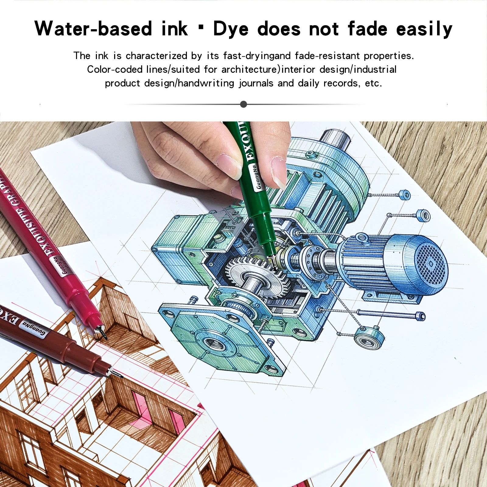 Nadelstift, Stift mit feiner Spitze, wasserfeste Archivtinte, 0,5 mm Fineliner-Tintenstifte für Künstlerillustration, Skizzieren, Anime, Manga – Detail 7
