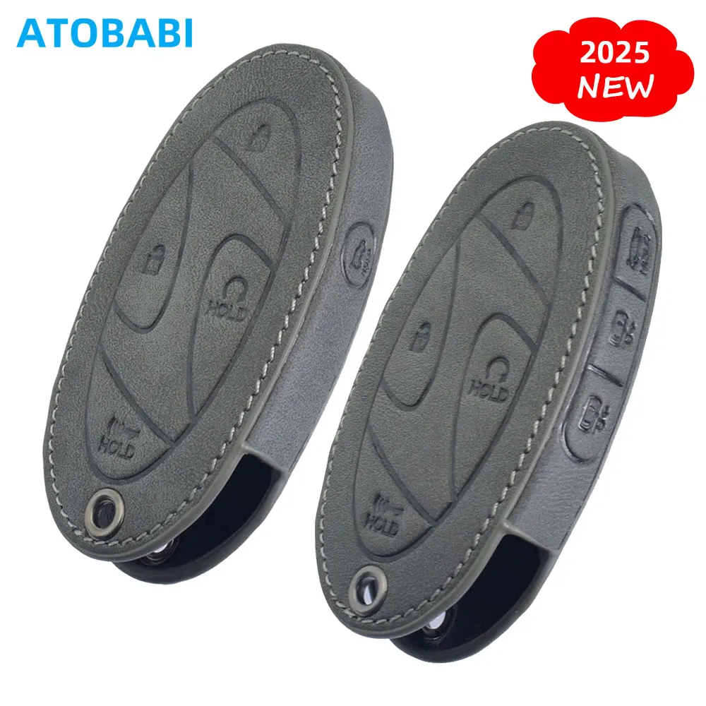 Housse de protection pour clé de voiture en cuir gris, étui pour télécommande Hyundai Ioniq 5 6 Santa Fe Sonata Grandeur Staria Kona Tucson