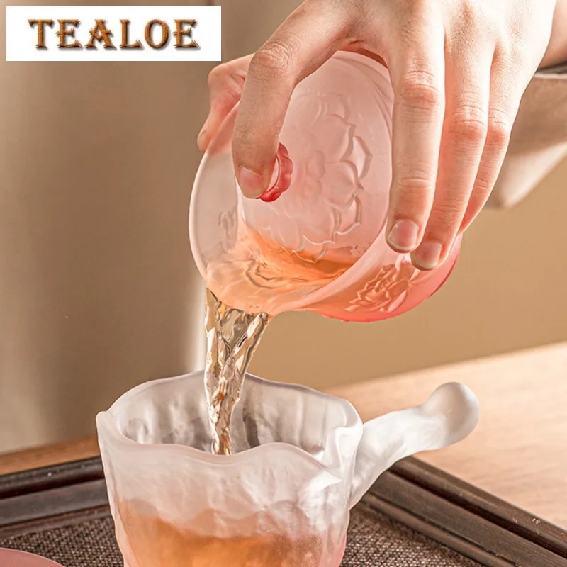 120ml Elegant Gradient Pink Blue Lotus Glass Gaiwan High End Crystal Three Talent Tea Tureen Tea Brewing Cover Bowl Cafes Craft