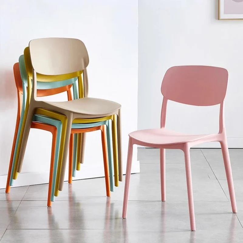 

Nordic Plastic Dining Chairs Ergonomic Apartment Modern Ultralight Chairs Space Saving Lazy Household Essentials