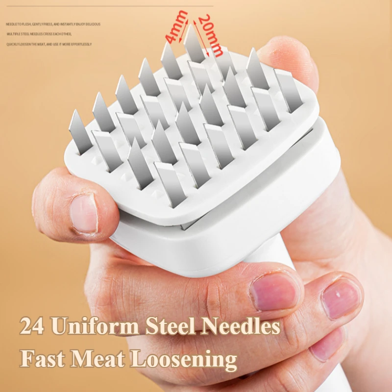 Kitchen Meat Hammer Steak & Chicken Hammer 430 Stainless Steel Auto Rebound Loose Meat Needle Full Flavor Steak Making Tools