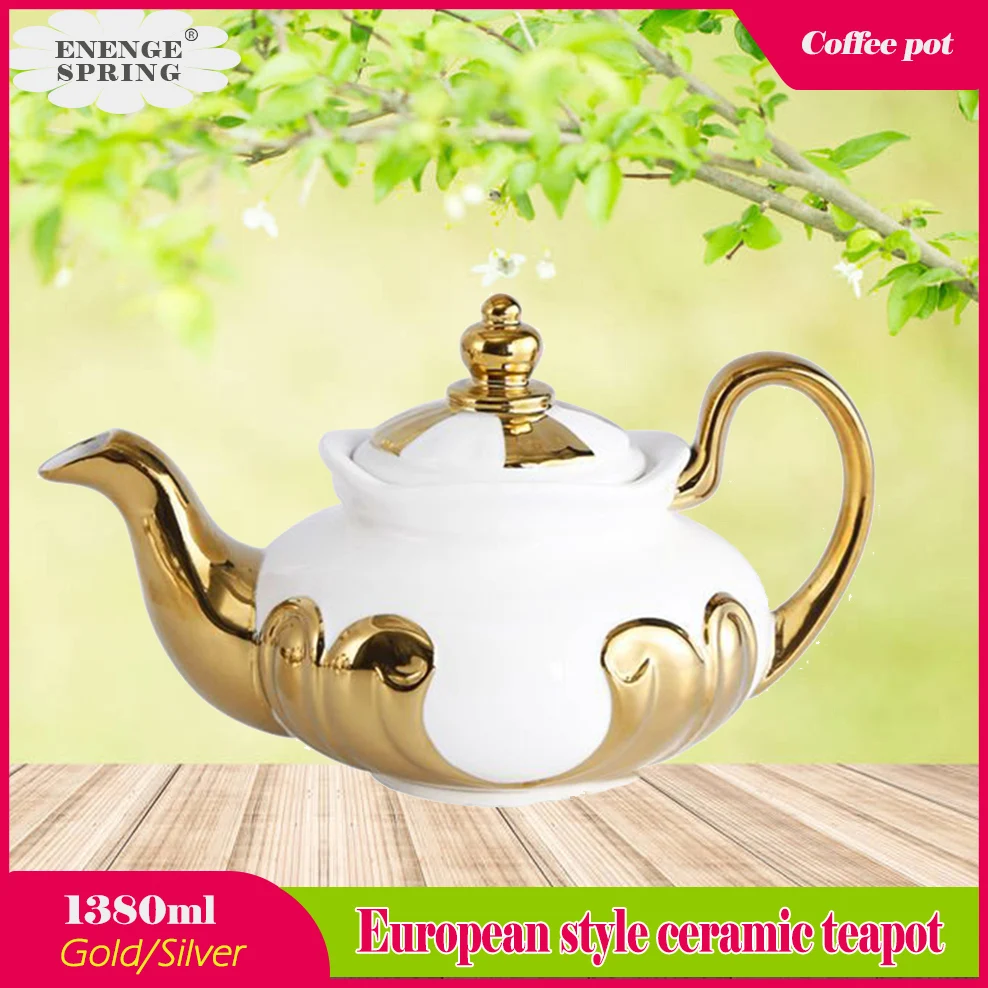 Ceramic Teapot 1000ml Large Capacity Brewing Teapot With Filter Hole European Style Coffee Pot