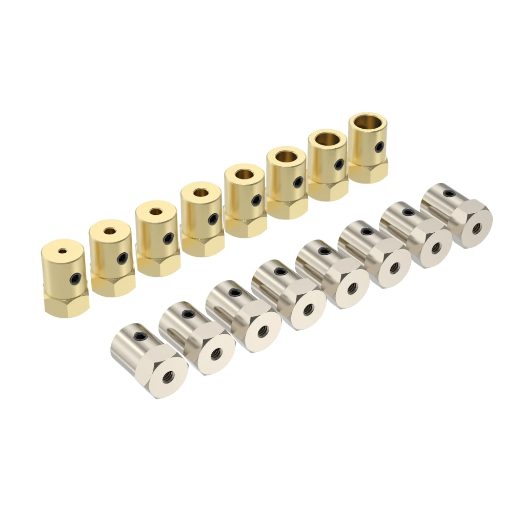 Shaft Coupler Flexible Coupling Shaft Connector Rigid Shaft Coupler GKTOOLS D12L18 Hex Coupler Brass Tire Connector 2/3/3.17/4/5/6/7/ 8mm Coupling for Decelerate Motor Shaft Robot Smart Car Wheel