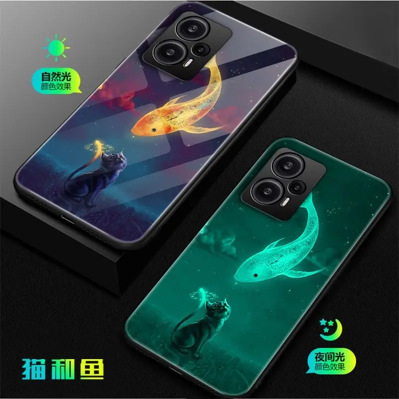 

Luminous Tempered Glass Phone Case For Xiaomi Poco F5 Pro Cover For Xiaomi Poco F5 Case Cover Glowing in Dark