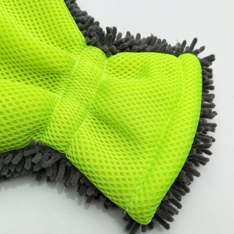 Thickened Car Wash Gloves Household Cleaning Five Finger Gloves Sandwich Mesh Hole Scrubber