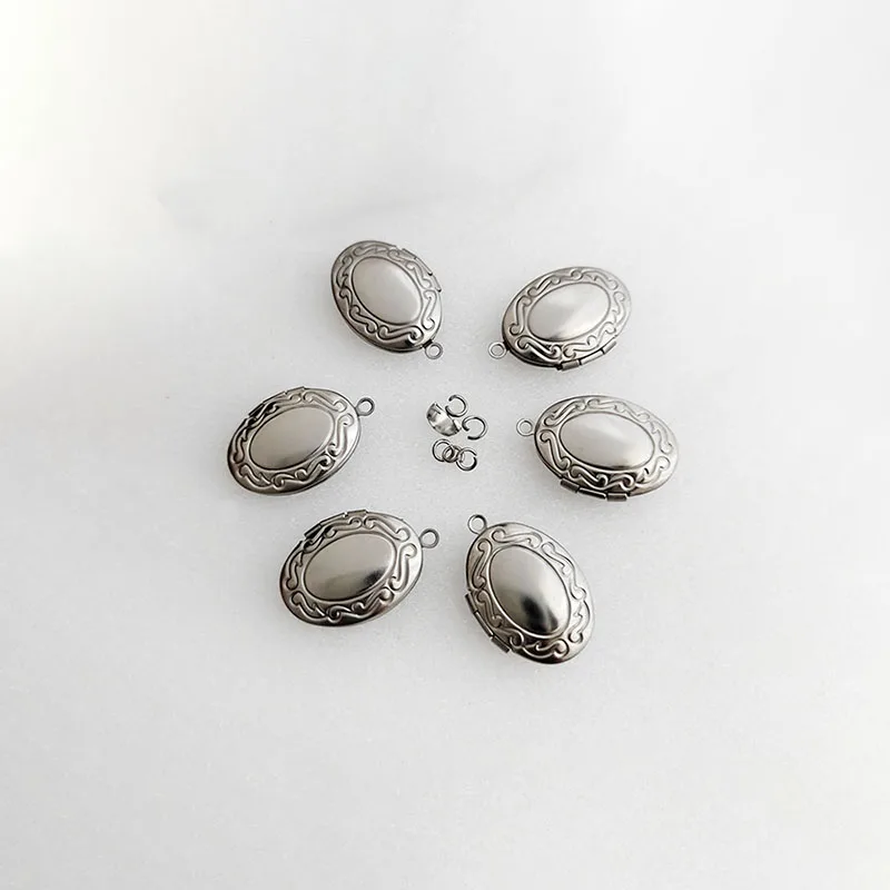 Wholesale 20pc/lot DIY New Oval Ruyi Stainless Steel Color Charms Locket Pendant Jewelry Making Family Memories Festival Gift 2