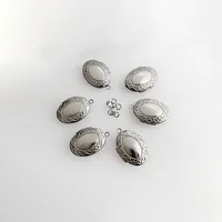 Wholesale 20pc/lot DIY New Oval Ruyi Stainless Steel Color Charms Locket Pendant Jewelry Making Family Memories Festival Gift 2