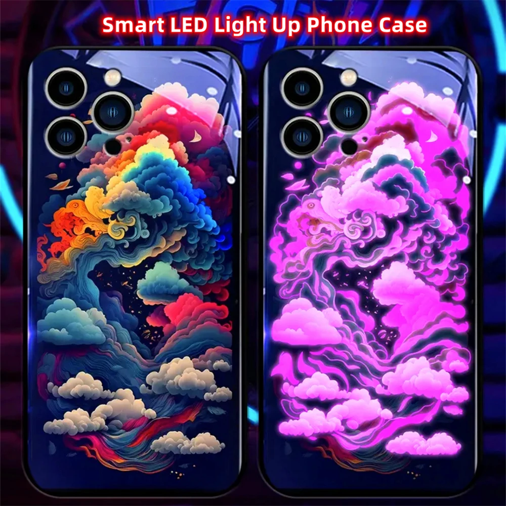Psychedelische Sternenhimmel Leuchtende Handyhülle LED-Licht Glas Stoßfeste Abdeckung für Samsung S26 S25 S24 S23 S22 S21 FE Plus Ultra – Detail 26