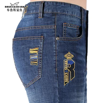 2024 Men's Jeans Summer Full  Bruce&Shark Luxury Brand  Men Pants Loose Stretching Cotton Casual Fashion Men Jeans Big Size 42