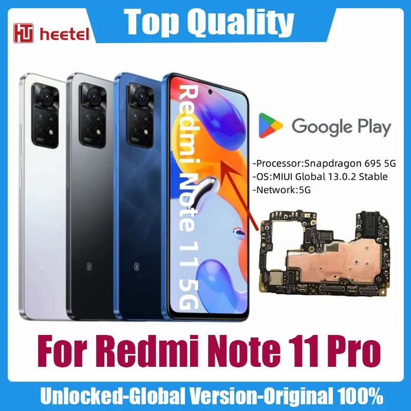 

Материнская плата для Xiaomi Redmi Note 11 Pro, полностью протестированная, 128 ГБ, 256 ГБ, глобальная ПЗУ, логическая плата Snapdragon 695, материнская плата для телефона