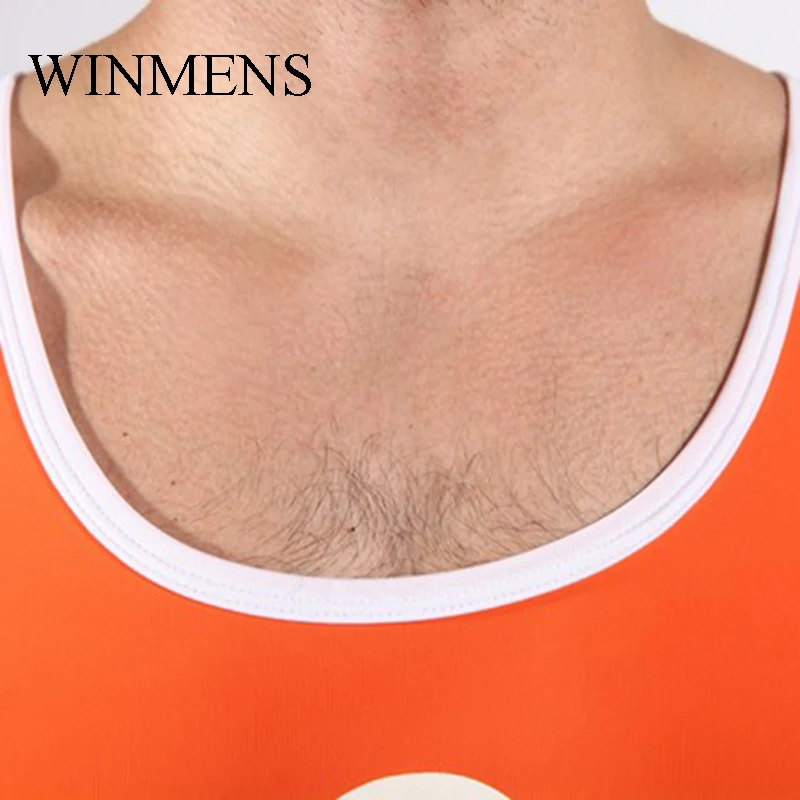 Adult Men's Pajama Romper Elastic Patchwork Jumpsuit Sleepwear Sleeveless Sexy Bodysuit Fitness Slim Fit Sportswear