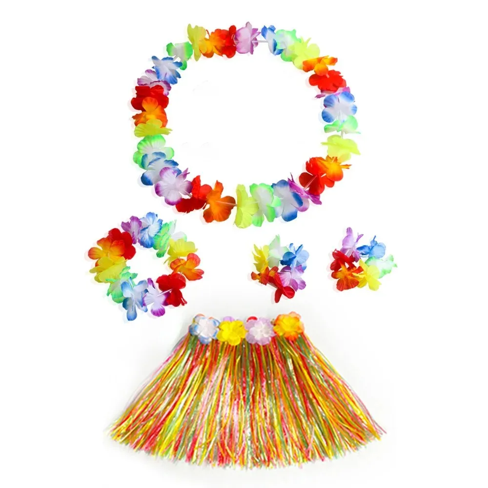 Kunststofffasern, Kinder-Grasröcke, Hula-Rock, hawaiianische Kostüme, 40 cm, 5 Stück, zum Anziehen, festliches und Partyzubehör – Detail 9