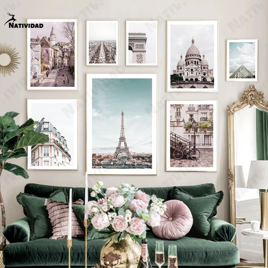 Французская Парижская башня пейзаж настенная Картина на холсте скандинавские