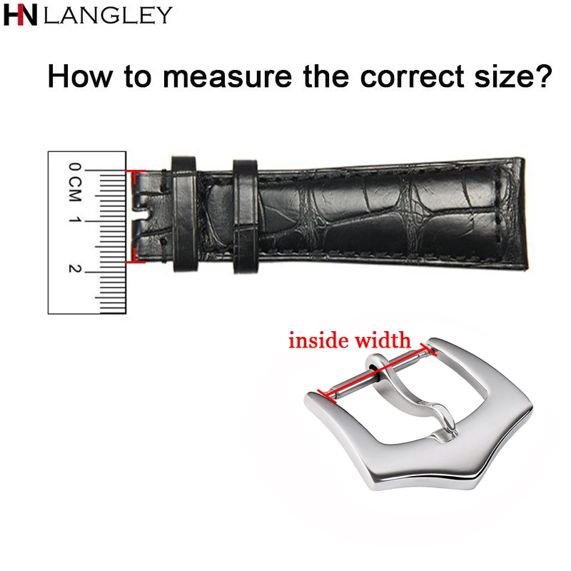 Stainless Steel Watch Band Buckle 12/14/16/18/20mm Leather Silicone Wristband Polished with Pins