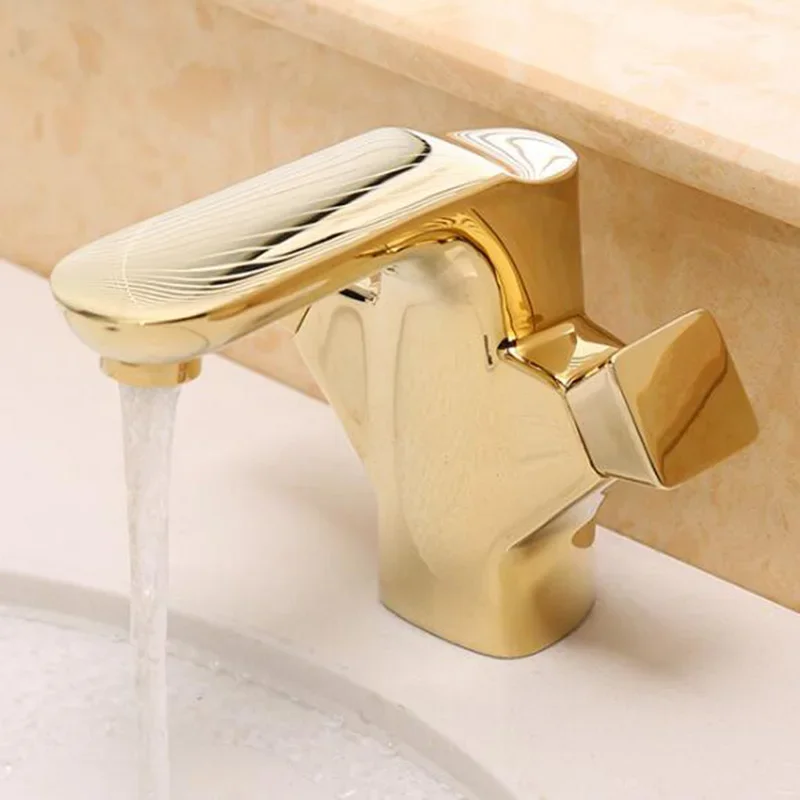 

Vidric luxury basin tapsBathroom faucet full copper basin gold-plated antique faucet double handle single hole hot cold faucet