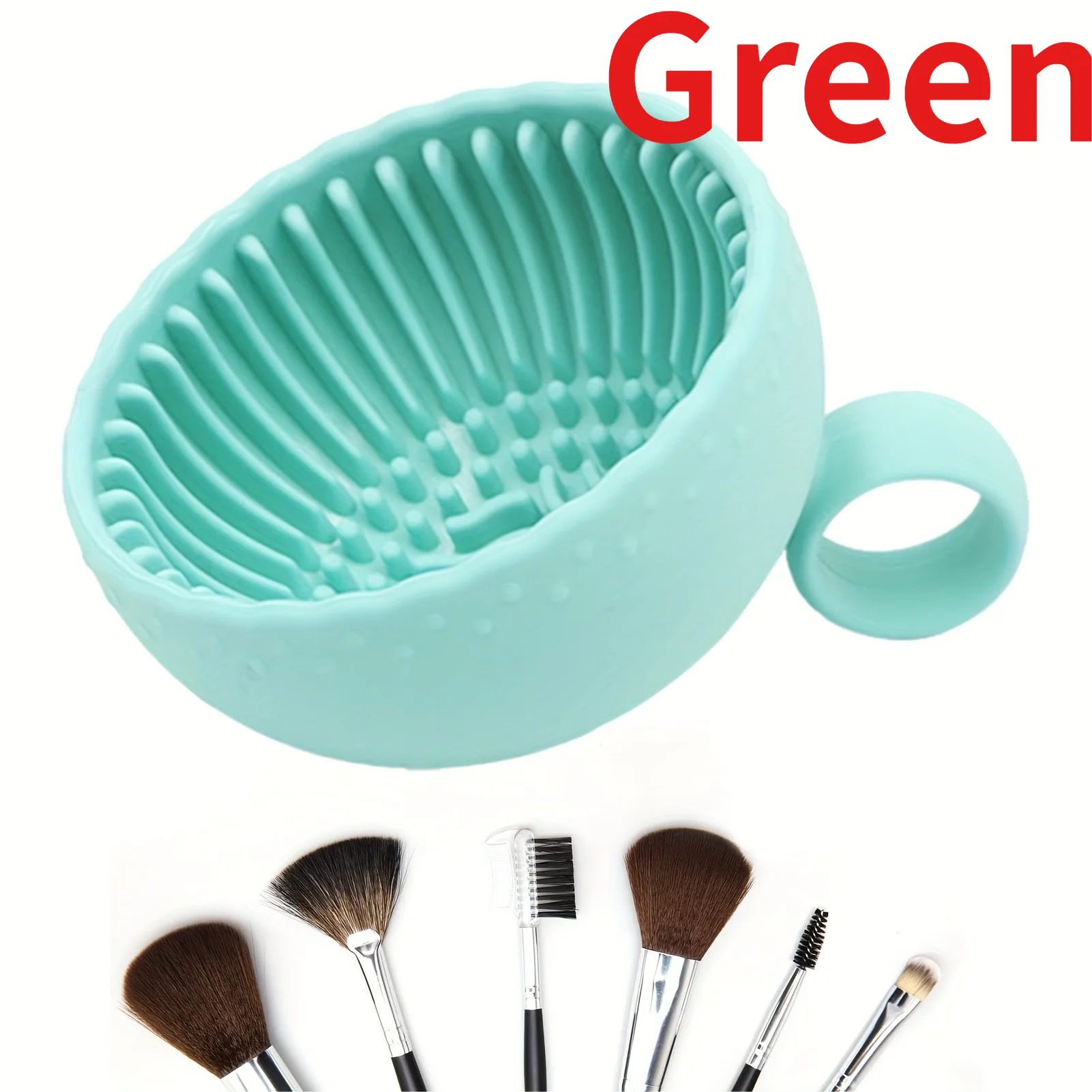 Silicone Brush Cleaner Bowl with Scrubber Pad