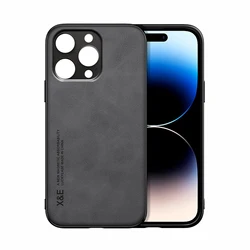 Luxury Genuine Leather Magnetic Shockproof Phone Case - Premium Car Back Cover for iPhone 12 (Black)