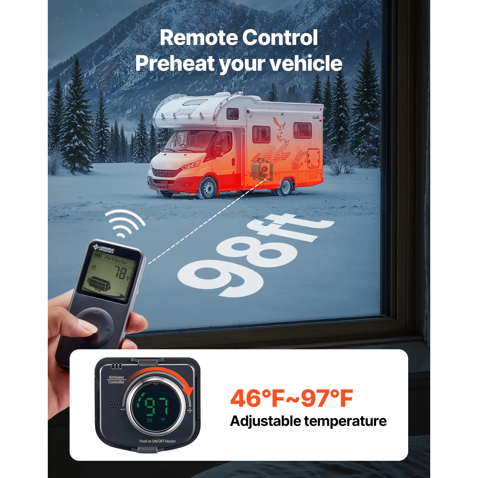 SucceBuy 8KW Diesel Heater DC 12/24V All in One Portable Diesel Air Heater with LCD Screen Low Noise,Car Heater for Trucks, Vans