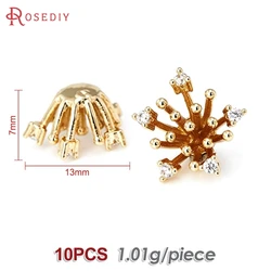 Elegant 18K Gold Brass Floral Bead Caps for DIY Jewelry & Earrings (60799 - 18K Gold Color)