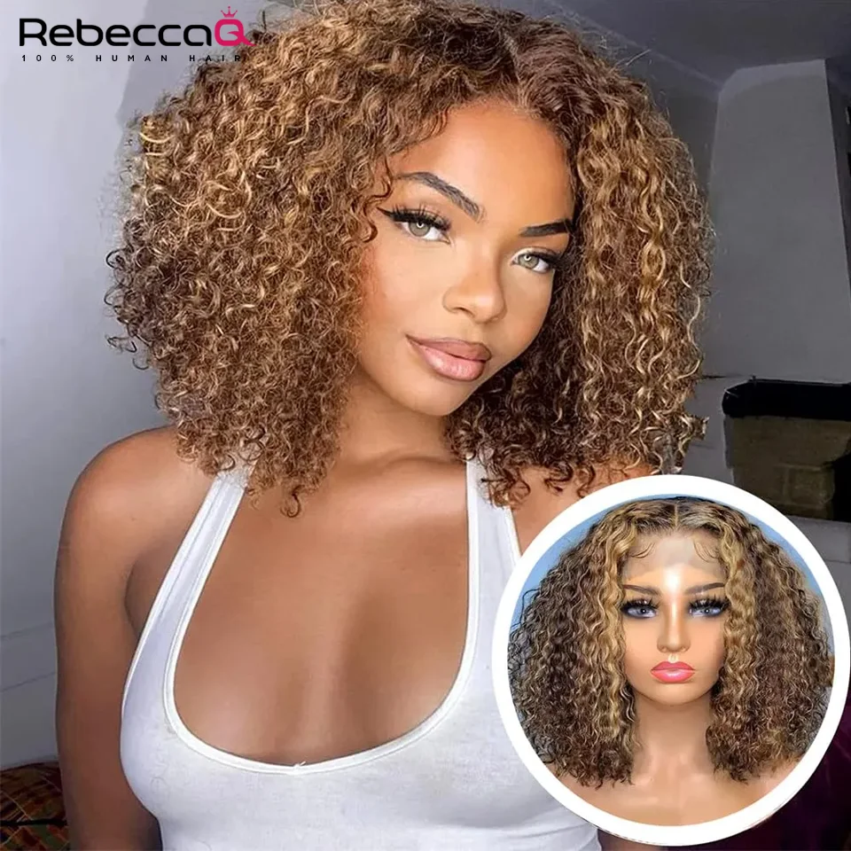 Short Bob Wig Jerry Curly Human Hair Wigs for Women Pre-Plucked 13x4x1 Lace Front Wig Transparent Lace Baby Hair Deep Wave Wig