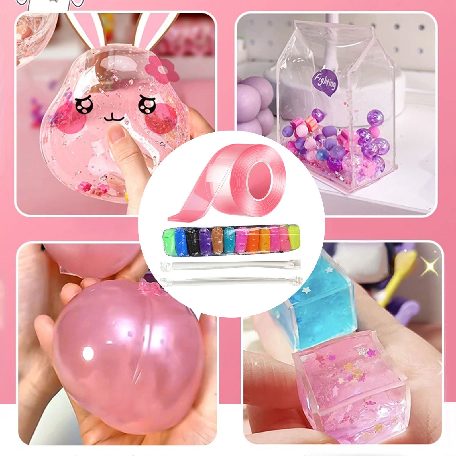 Nanos Bubble Balloon Tape Kit With Glitter And Tweezer Fidget DIY