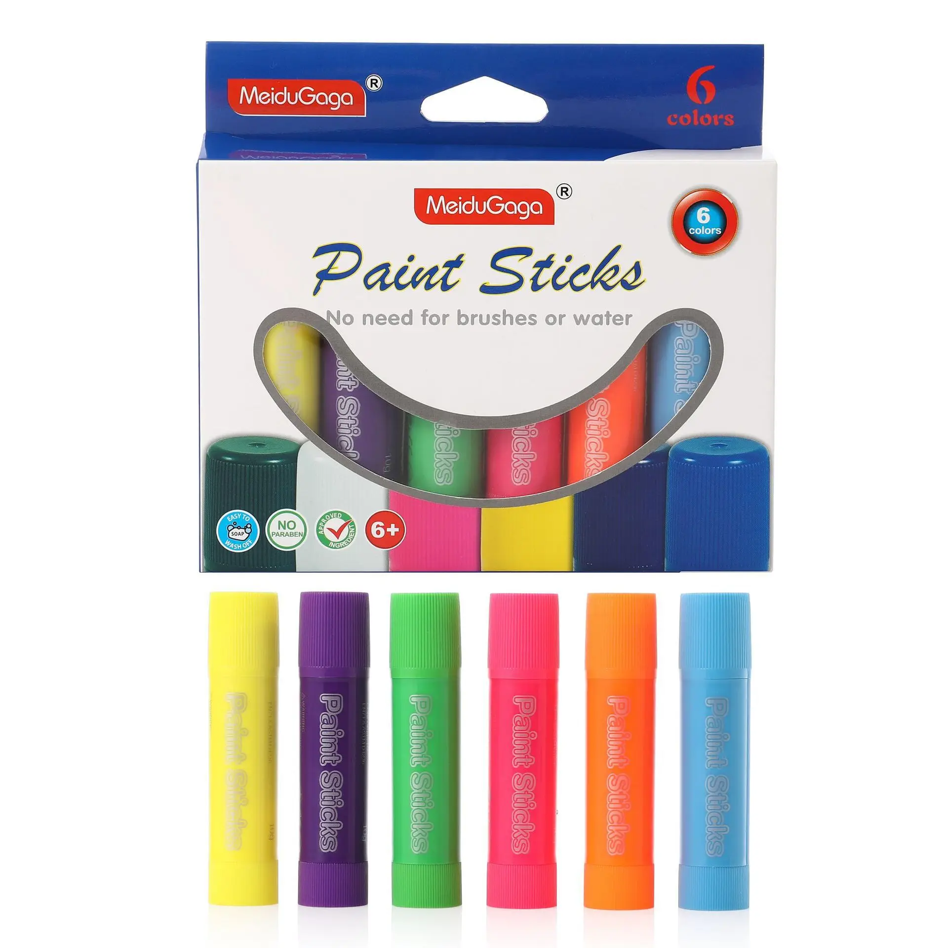 Fluorescent 6-color Quick-drying Crayon Flash Stick