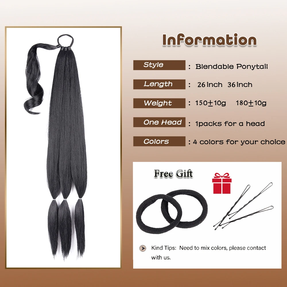 Synthetic Hair Extensions Ponytail 26/36 Inches Super Long Wrap