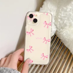 Chic Pink Bow Shockproof Transparent Phone Case Cover - iPhone 12 Mini (-1)