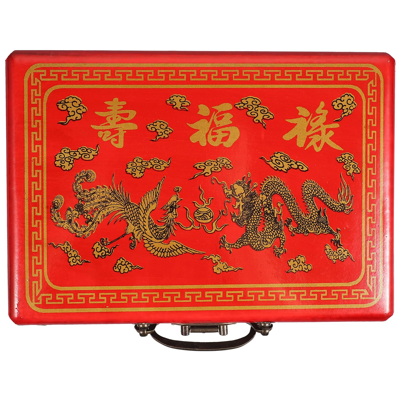 Large Capacity Mahjong Box Mahjong Box Wooden Retro Case Handheld Storage Chess Games Entertainment Carrying Handle