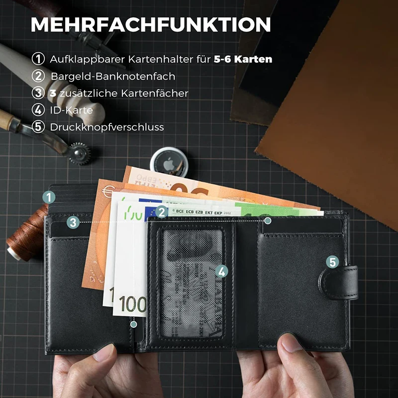 Leather Wallet RFID Blocking with Coins Pocket