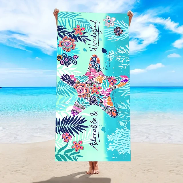 1pc Cartoon animal printed beach towel, ultra-fine fiber quick drying absorbent soft swimming towel, swimming sports towel 3