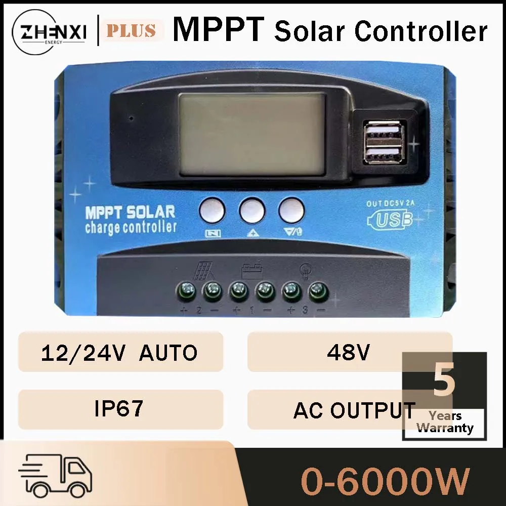 

Солнечный инвертор ZHENXI 120/100/80/70/60/30A, контроллер Mppt, контроллер заряда солнечной батареи, ЖК-дисплей, 12 В/24 В, двойной USB, Автоматическая Солнечная батарея