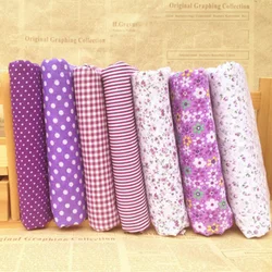 Vintage Floral Fabric Collection: 7 - Piece Assorted Pre - Cut Thick Cotton Quilt Fabric for DIY Craft Sewing and Handmade Accessories (Purple)