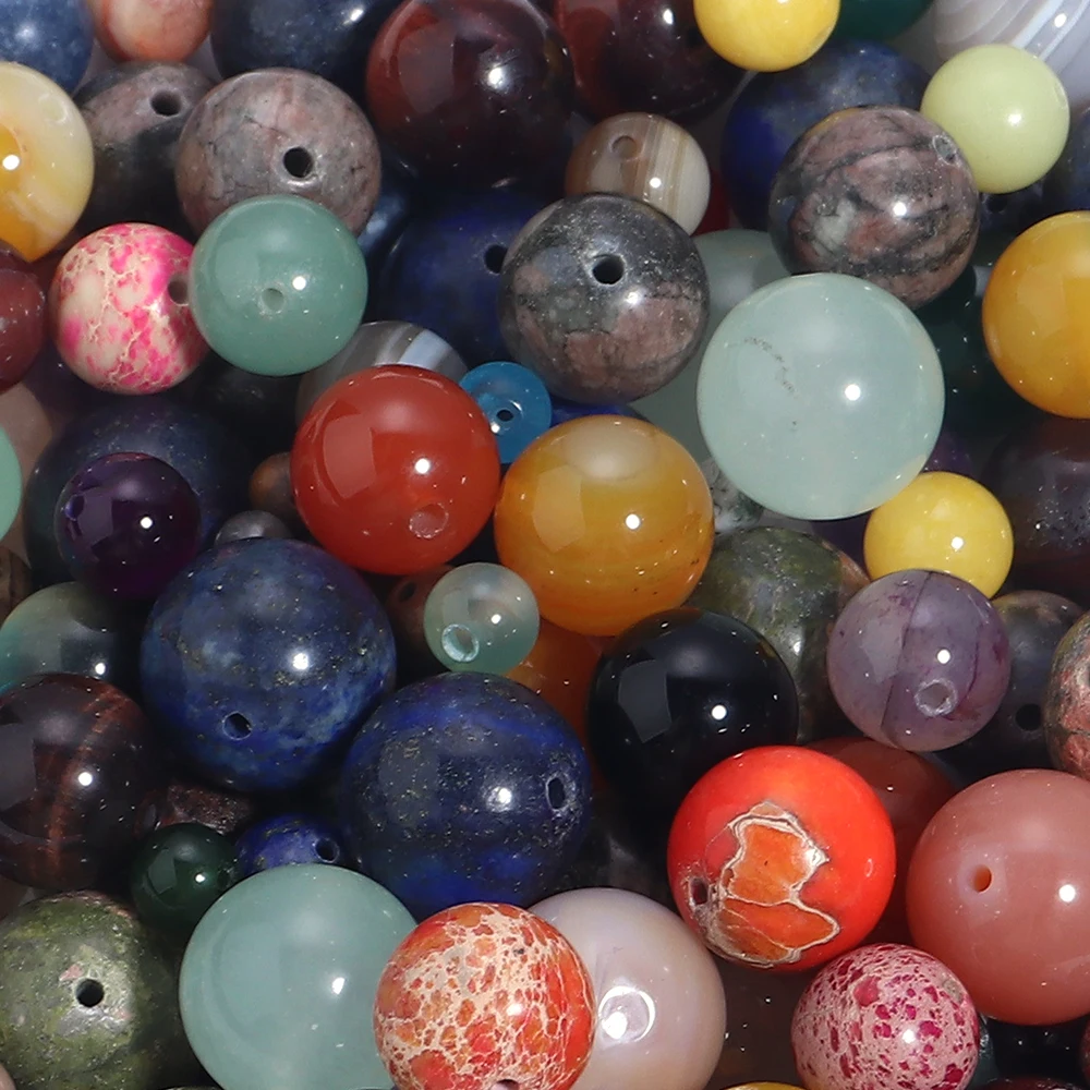 Perline Di Pietra Naturale Grezza Giada 6-8mm - Filo Da 38cm Per Gioielli Fai Da Te, Bracciali Energetici - 5