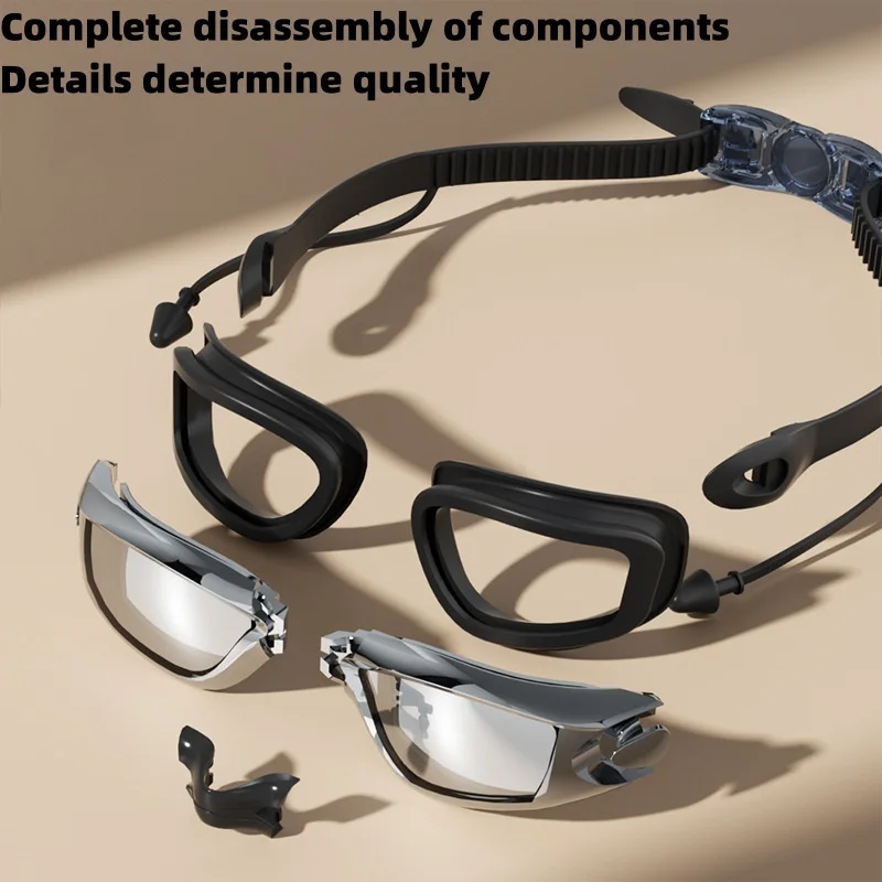 Adult high-definition Adjustable swimming goggles for men and women, UV protection, anti fog and waterproof glasses, swimming