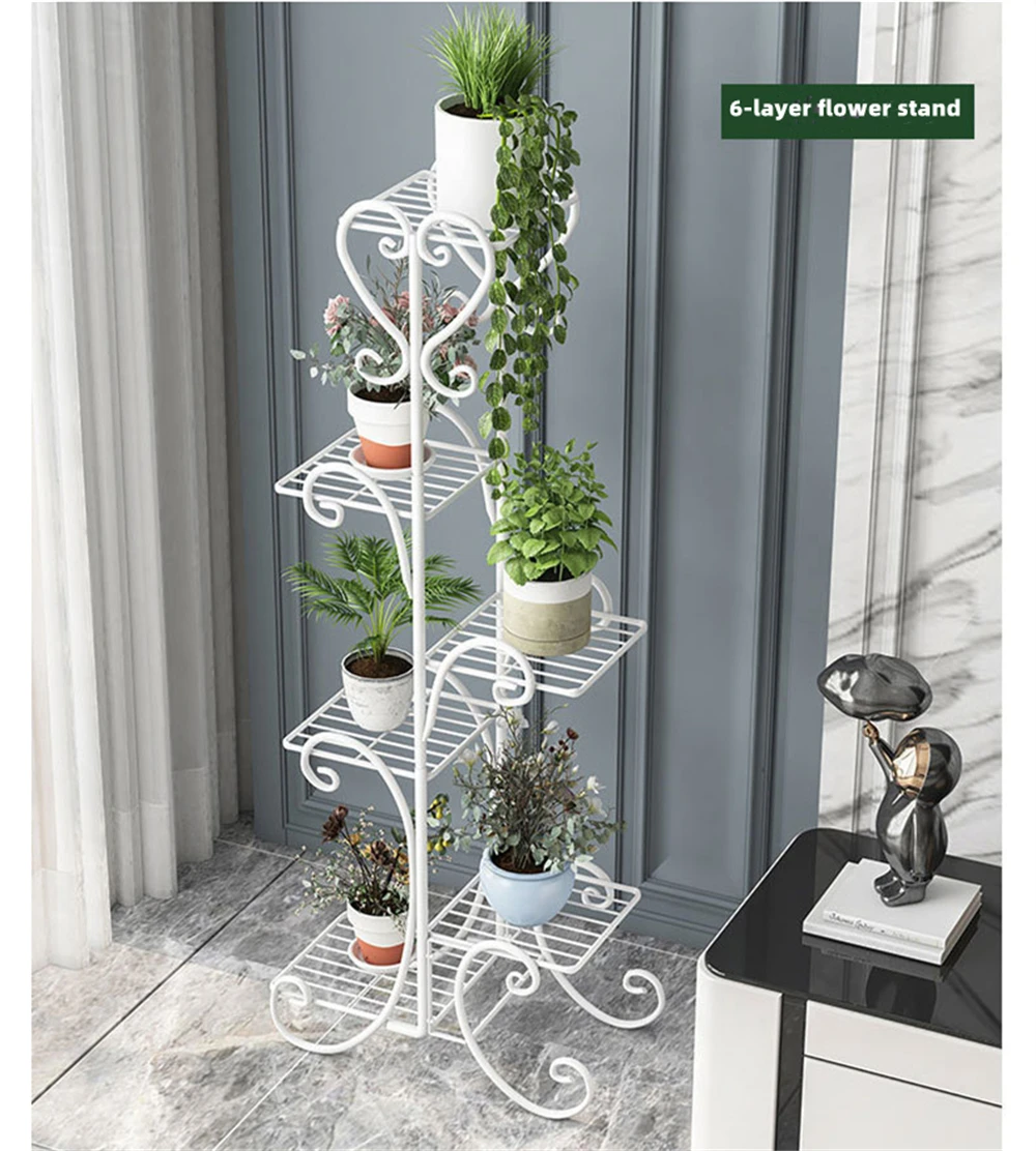 Plant Stand Flower Pot Shelves Metal Wrought Iron Display Flowers Shelf for Living Room Balcony Garden Terrace Storage Organizer