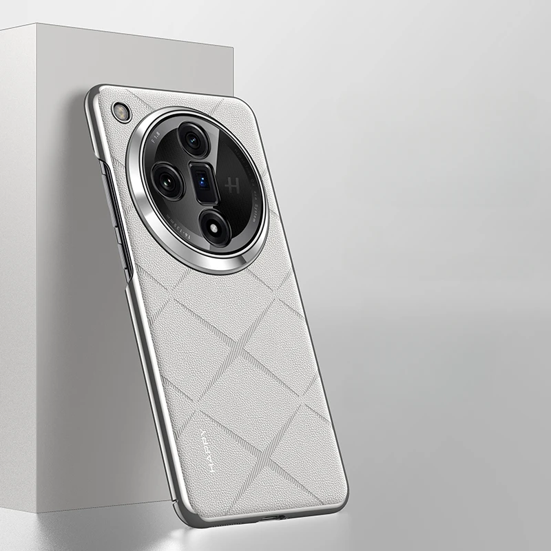 Luxury Leather Phone Cover with Plated Camera Lens Protection - Elegant Hard Back Case