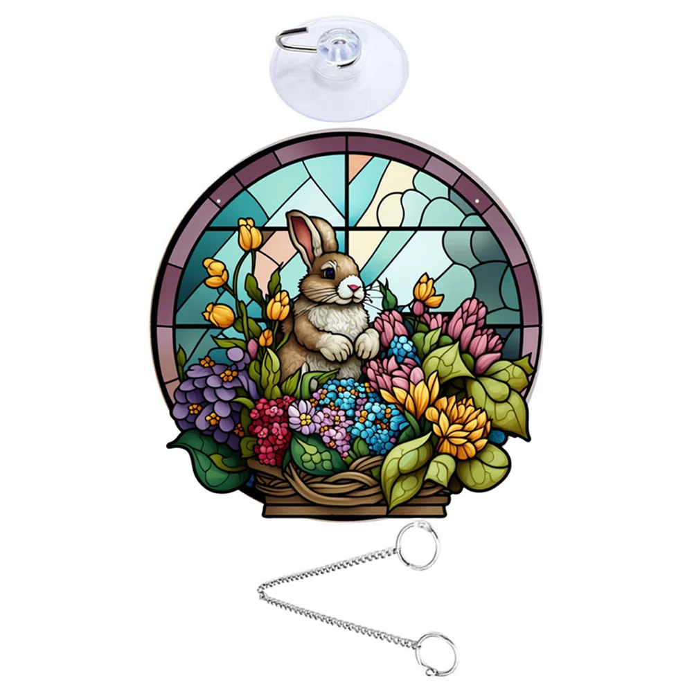 

Easter Themed Bunny and Flower Home Decor Acrylic Hanging Pendant