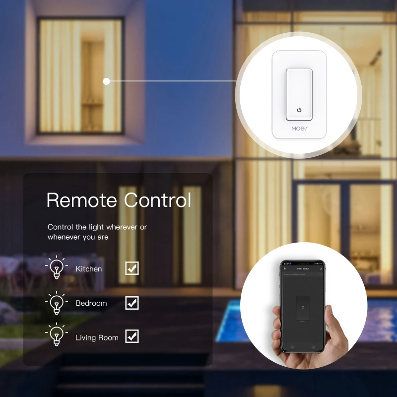 

No Neutral Smart Push Button Switch Wifi 802.11 B/g/n 2.4ghz 350w Led Multi-control Association Intelligent Remote Controls