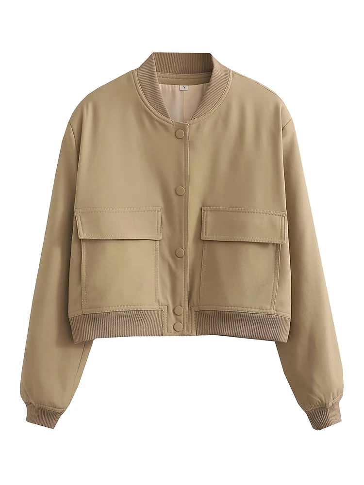 レディース ボンバージャケット 長袖コート ポケット付き レトロ フロントボタン ジャケット エレガント ハイストリート ジャケット 秋冬新作 ジャケット トップス
