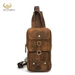 New Hot Sale Real Crazy Horse Leather Retro Sling Chest Bag 8