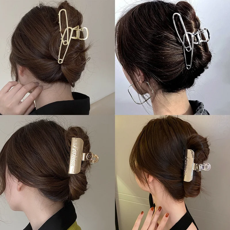 Mode Persönlichkeit Elegante Hohle Geometrische Metall Haar Klaue Pin Vintage Haar Clip Stirnband Haarnadel Haar Krabben Haar Zubehör – Detail 1