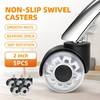 ล้อเลื่อนไร้เสียงอเนกประสงค์5ชิ้นสำหรับสำนักงานล้อฐานเก้าอี้ยางแบบนิ่มปลอดภัยลูกกลิ้งอุปกรณ์เหล็กเครื่องตกแต่งบ้านล้อเก้าอี้สำหรับโต๊ะทำงาน 2