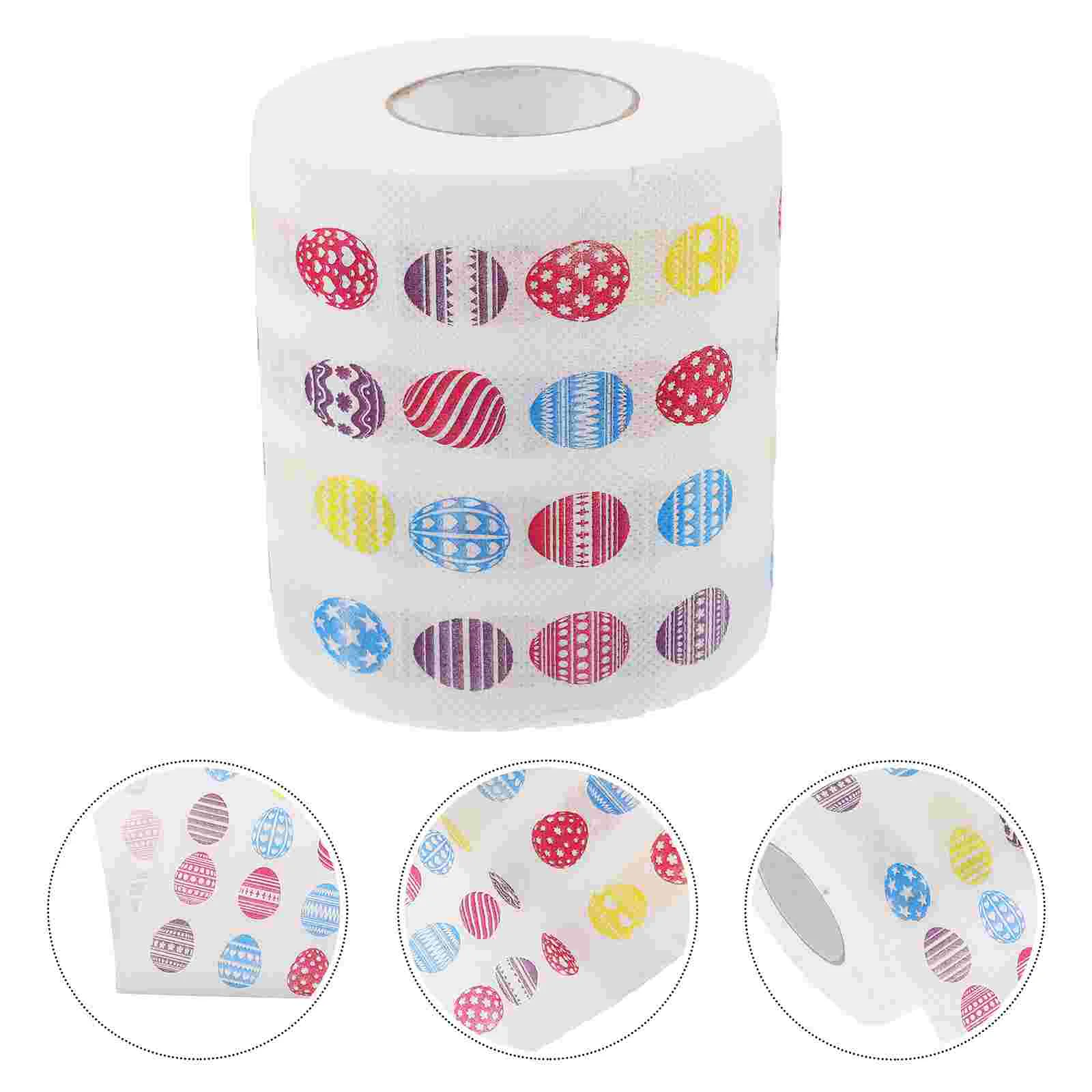 2Pcs Easter Egg Printed Toilet Paper Roll Decorative Tissue Paper Bathroom Supplies Sanitary Travel Egg Design Tissue